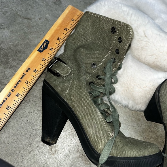 Aldo Heeled Olive Foldover Canvas Booties 🌵39 - Picture 11 of 11